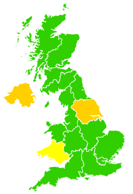 Click on a region for air pollution levels for 17/06/1998