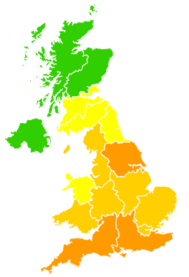 Click on a region for air pollution levels for 17/06/2003