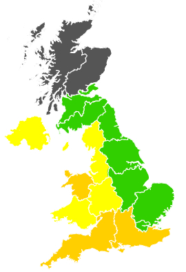 Click on a region for air pollution levels for 17/07/1994