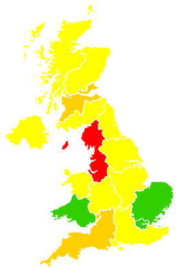 Click on a region for air pollution levels for 17/07/1996