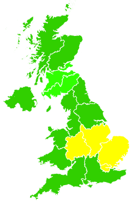 Click on a region for air pollution levels for 17/07/1999