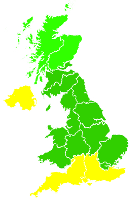 Click on a region for air pollution levels for 17/07/2000