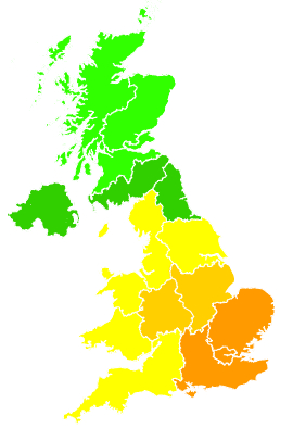 Click on a region for air pollution levels for 17/07/2005
