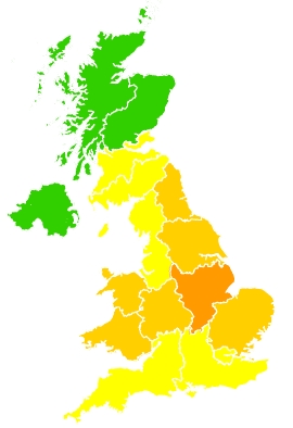 Click on a region for air pollution levels for 17/07/2022