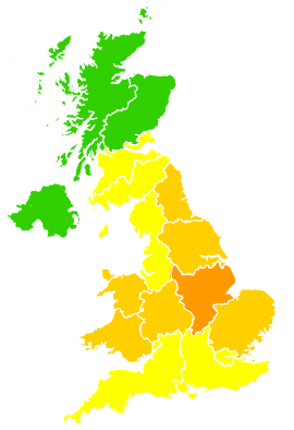 Click on a region for air pollution levels for 17/07/2022