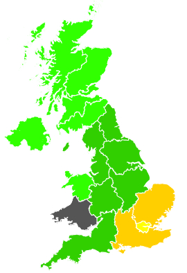 Click on a region for air pollution levels for 17/08/1987