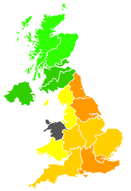 Click on a region for air pollution levels for 17/08/1996