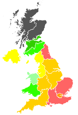 Click on a region for air pollution levels for 17/08/1997