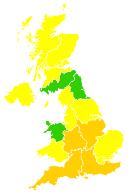 Click on a region for air pollution levels for 17/08/2003