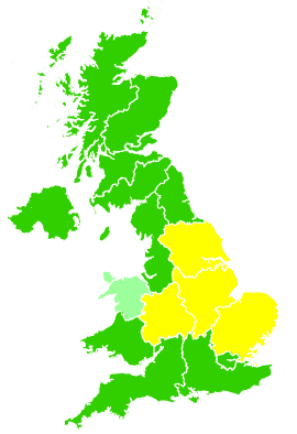 Click on a region for air pollution levels for 17/08/2004
