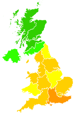 Click on a region for air pollution levels for 17/08/2005