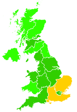 Click on a region for air pollution levels for 17/08/2022