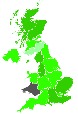 Click on a region for air pollution levels for 17/09/1987