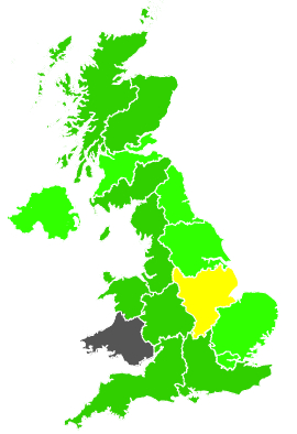 Click on a region for air pollution levels for 17/09/1990