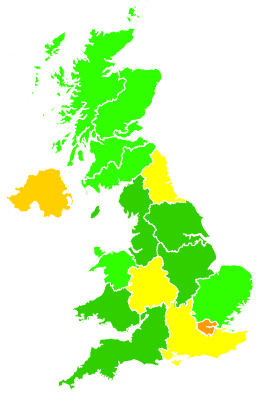 Click on a region for air pollution levels for 17/09/1992