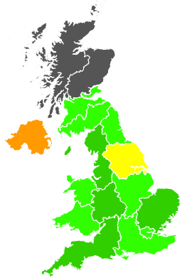 Click on a region for air pollution levels for 17/09/1993
