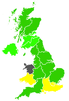 Click on a region for air pollution levels for 17/09/1997