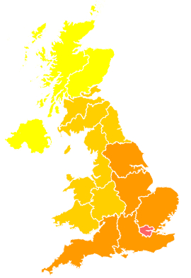 Click on a region for air pollution levels for 17/09/2003