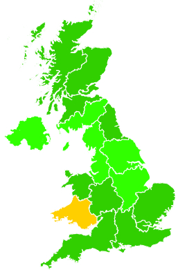 Click on a region for air pollution levels for 17/09/2007
