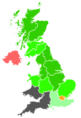 Click on a region for air pollution levels for 17/10/1990