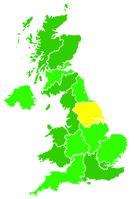 Click on a region for air pollution levels for 17/10/1995