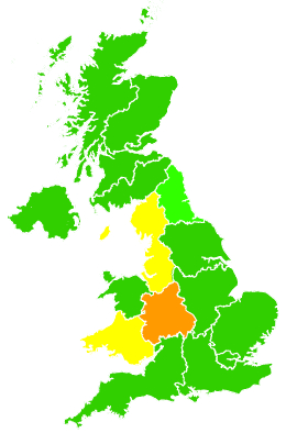 Click on a region for air pollution levels for 17/10/1996
