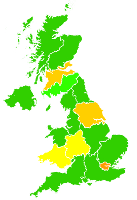 Click on a region for air pollution levels for 17/10/2006