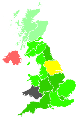 Click on a region for air pollution levels for 17/11/1991