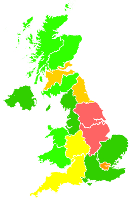 Click on a region for air pollution levels for 17/11/1998