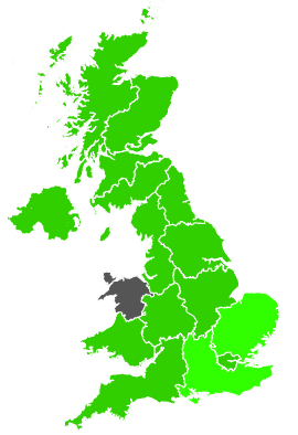 Click on a region for air pollution levels for 17/11/2000