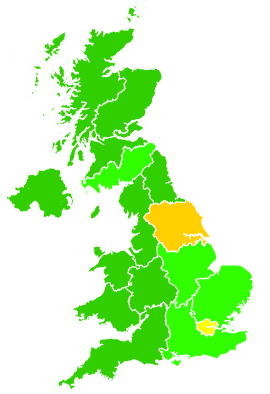 Click on a region for air pollution levels for 17/12/1992