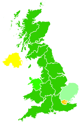 Click on a region for air pollution levels for 17/12/1995