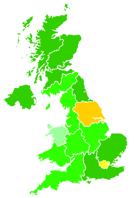 Click on a region for air pollution levels for 17/12/1997