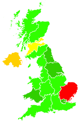 Click on a region for air pollution levels for 17/12/2002