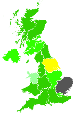 Click on a region for air pollution levels for 18/01/1996