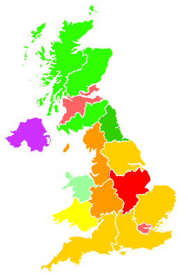Click on a region for air pollution levels for 18/01/2001