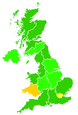 Click on a region for air pollution levels for 18/01/2003