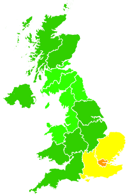 Click on a region for air pollution levels for 18/01/2017