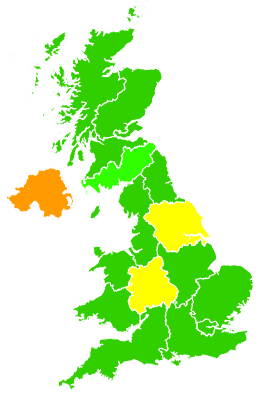 Click on a region for air pollution levels for 18/02/2001