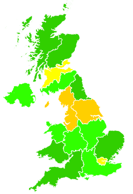 Click on a region for air pollution levels for 18/02/2003