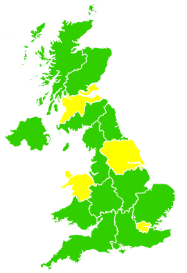 Click on a region for air pollution levels for 18/02/2006