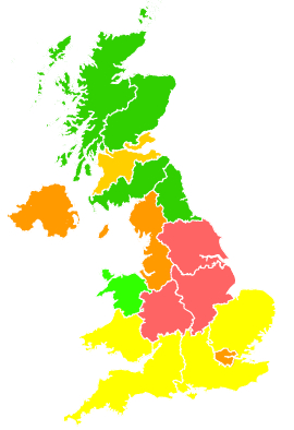 Click on a region for air pollution levels for 18/02/2008