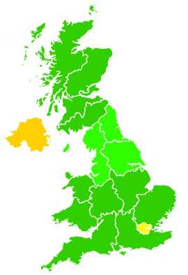 Click on a region for air pollution levels for 18/02/2009