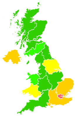 Click on a region for air pollution levels for 18/02/2011