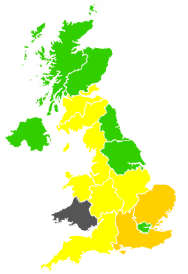 Click on a region for air pollution levels for 18/03/1990