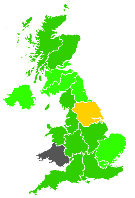 Click on a region for air pollution levels for 18/03/1991