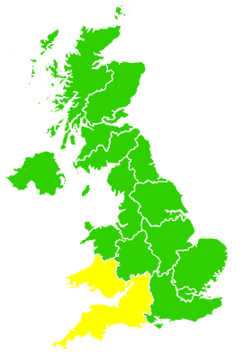 Click on a region for air pollution levels for 18/03/1998