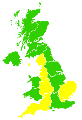 Click on a region for air pollution levels for 18/03/2007