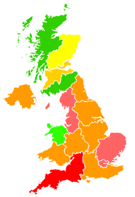 Click on a region for air pollution levels for 18/03/2015