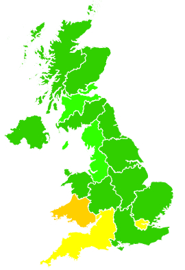 Click on a region for air pollution levels for 18/03/2016
